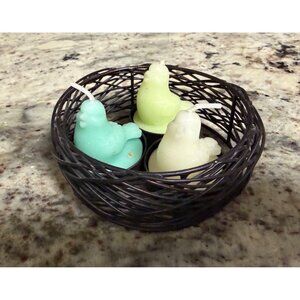 Bird-Shaped Tealight Candle Set Rustic Metal Woven Basket  Home Decor Table top